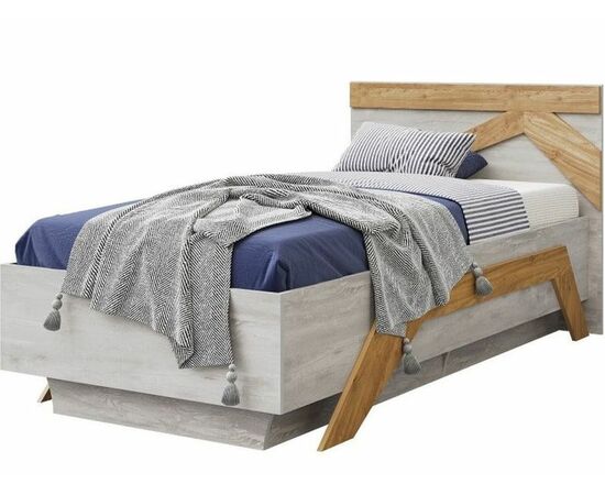 Кровать «Скандинавия 900» КМК 0905.2, Бетон пайн светлый/ дуб наварра | Интернет магазин мебели и декора LifeDekor