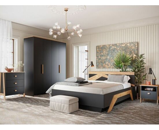 Спальня «Скандинавия», Антрацит/ дуб наварра | Интернет магазин мебели и декора LifeDekor