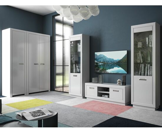 Шкаф с витриной «Эстель Л» КМК 0738.22-01, Белый/ Белый глянец, изображение 4 | Интернет магазин мебели и декора LifeDekor