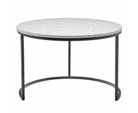 Набор кофейных столиков Tango светло-серый мрамор с чёрными ножками, 2шт, изображение 5 | Интернет магазин мебели и декора LifeDekor