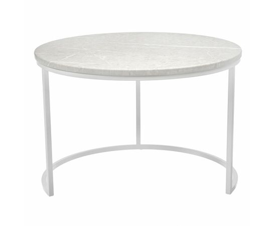 Набор кофейных столиков Tango бежевый мрамор с белыми ножками, 2шт, изображение 5 | Интернет магазин мебели и декора LifeDekor