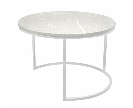 Набор кофейных столиков Tango бежевый мрамор с белыми ножками, 2шт, изображение 4 | Интернет магазин мебели и декора LifeDekor