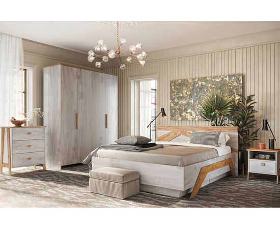 Шкаф «Скандинавия 3Д» КМК 0905.7, бетон пайн светлый/ дуб наварра, изображение 5 | Интернет магазин мебели и декора LifeDekor