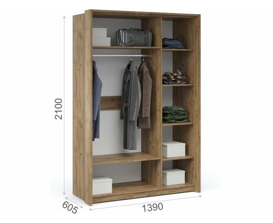 Шкаф «Мишель» 3дв, Дуб крафт золотой/Белый жемчуг, изображение 3 | Интернет магазин мебели и декора LifeDekor