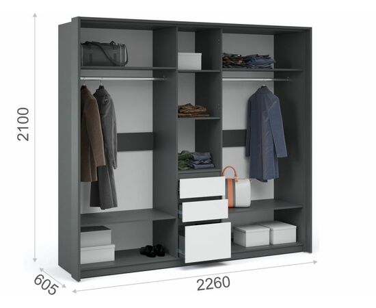 Шкаф «Мишель» 5дв, Антрацит/Белый жемчуг, изображение 3 | Интернет магазин мебели и декора LifeDekor