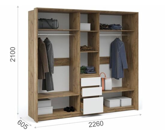 Шкаф «Мишель» 5дв, Дуб крафт золотой/Белый жемчуг, изображение 3 | Интернет магазин мебели и декора LifeDekor