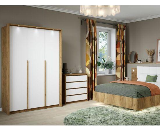 Спальня «Мишель» 3шк, Дуб крафт золотой/Белый жемчуг, изображение 3 | Интернет магазин мебели и декора LifeDekor