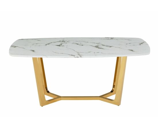 Стол обеденный Ланс Мат DT-2852L,180х90х75 см, белый мрамор/матовое золото, изображение 2 | Интернет магазин мебели и декора LifeDekor