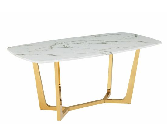 Стол обеденный Ланс Мат DT-2852M,160х90х75 см, белый мрамор/матовое золото, изображение 2 | Интернет магазин мебели и декора LifeDekor