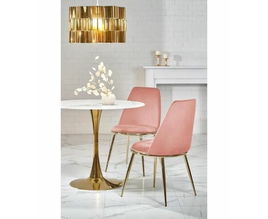 Стол Tulip D90, столешница керамика белый мрамор /опора золото, изображение 4 | Интернет магазин мебели и декора LifeDekor