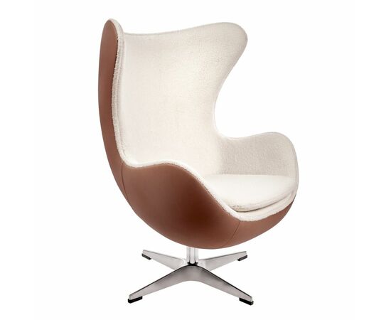 Кресло EGG STYLE CHAIR коричневый, белый, экокожа | Интернет магазин мебели и декора LifeDekor