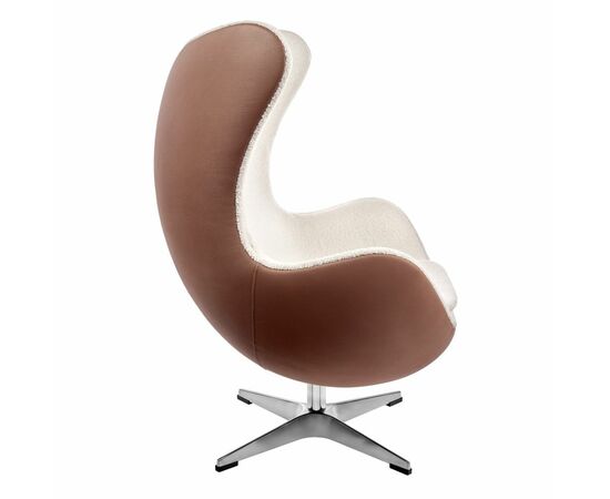 Кресло EGG STYLE CHAIR коричневый, белый, экокожа, изображение 3 | Интернет магазин мебели и декора LifeDekor