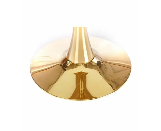 Стол Tulip D90, столешница керамика белый мрамор /опора золото, изображение 2 | Интернет магазин мебели и декора LifeDekor