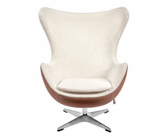 Кресло EGG STYLE CHAIR коричневый, белый, экокожа, изображение 2 | Интернет магазин мебели и декора LifeDekor