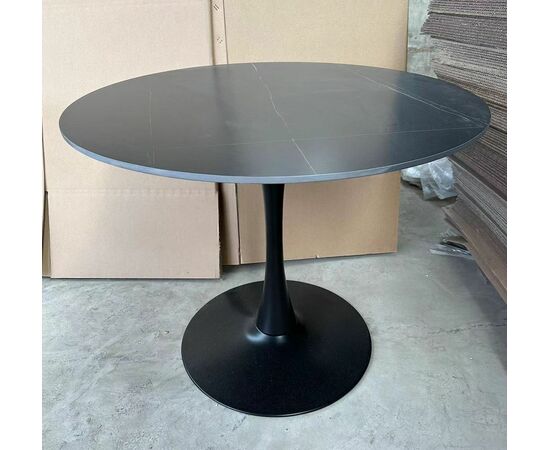 Стол Tulip D90, столешница керамика черный мрамор /опора черный, изображение 5 | Интернет магазин мебели и декора LifeDekor