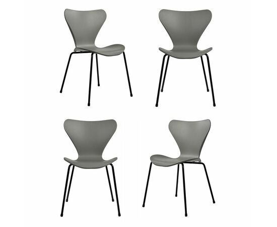 Комплект из 4-х стульев Seven Style серый с чёрными ножками | Интернет магазин мебели и декора LifeDekor