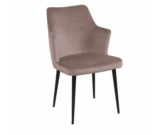 Стул с подлокотниками Hunt, бархат пепельно-бежевый 25 / чёрный конус | Интернет магазин мебели и декора LifeDekor
