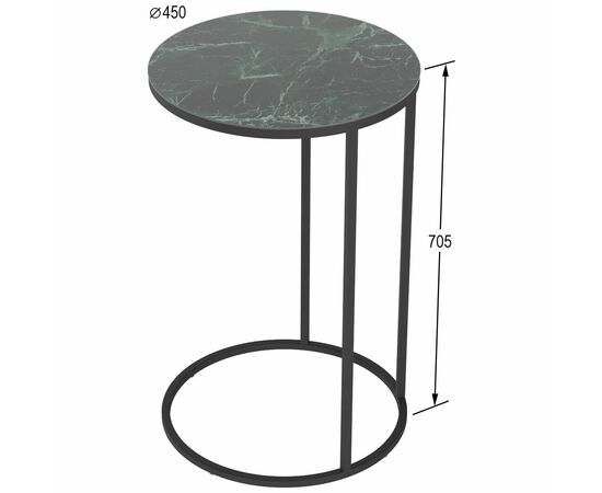 Стол придиванный Остин УФ зеленый мрамор/черный, изображение 3 | Интернет магазин мебели и декора LifeDekor