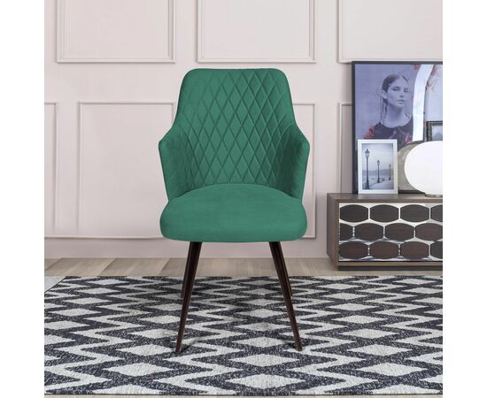 Стул поворотный на 90 градусов, функция возврата, антишум Hunt ромб, бархат зеленый 19 / чёрный конус, изображение 5 | Интернет магазин мебели и декора LifeDekor