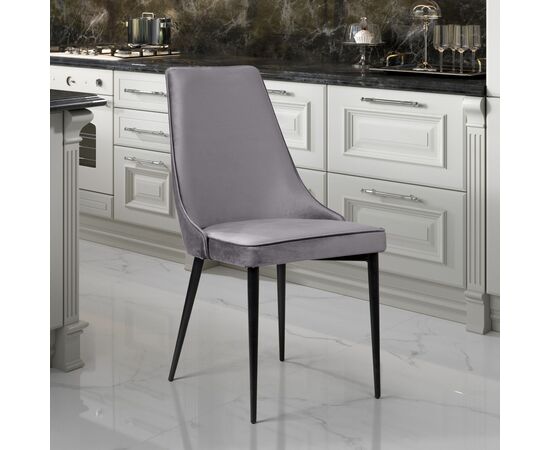 Стул Oliver, бархат светло-серый 26/ чёрный конус, изображение 5 | Интернет магазин мебели и декора LifeDekor