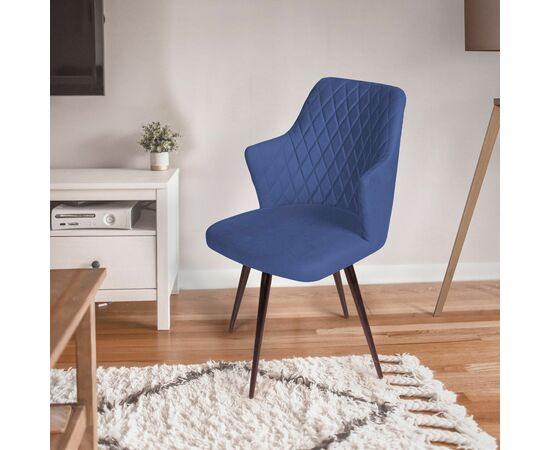 Стул поворотный на 360 градусов Hunt ромб, бархат синий 29 / чёрный конус, изображение 5 | Интернет магазин мебели и декора LifeDekor