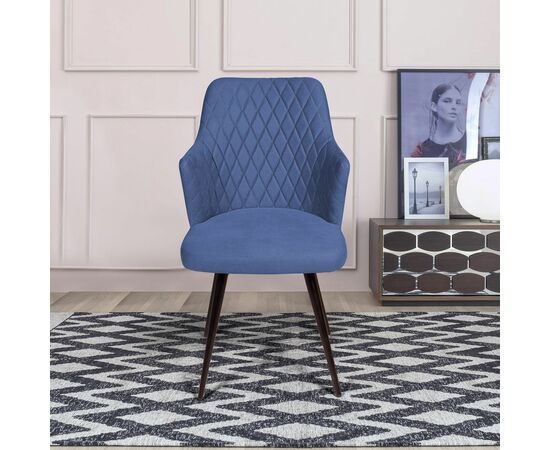 Стул поворотный на 90 градусов, функция возврата, антишум Hunt ромб, бархат синий 29 / чёрный конус, изображение 5 | Интернет магазин мебели и декора LifeDekor