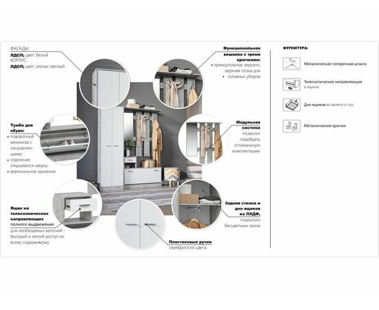 Шкаф «Интер», Ателье светлый/белый, изображение 6 | Интернет магазин мебели и декора LifeDekor