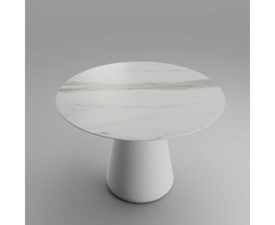 Стол круглый Ikon 100, керамика матовая, белая, изображение 3 | Интернет магазин мебели и декора LifeDekor