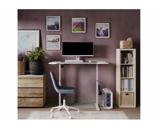 Компьютерный стол Маркос с механизмом подъема 140х80х75 белый / шагрень белая, изображение 10 | Интернет магазин мебели и декора LifeDekor