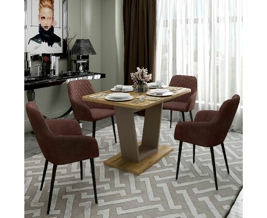 Стол обеденный Verona (120+40) дуб эвок прибрежный/глиняный серый, изображение 5 | Интернет магазин мебели и декора LifeDekor