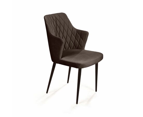 Стул с подлокотниками Hunt ромб, бархат антрацит 14 / чёрный конус | Интернет магазин мебели и декора LifeDekor