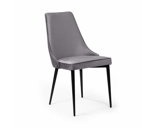 Стул Oliver, бархат светло-серый 26/ чёрный конус, изображение 2 | Интернет магазин мебели и декора LifeDekor