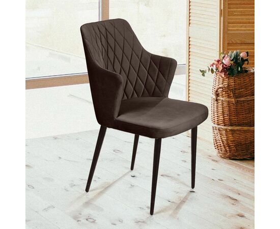 Стул с подлокотниками Hunt ромб, бархат антрацит 14 / чёрный конус, изображение 5 | Интернет магазин мебели и декора LifeDekor