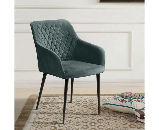 Стул с подлокотниками Robert, бархат зелёный 19, изображение 5 | Интернет магазин мебели и декора LifeDekor