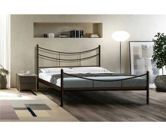 Кровать двуспальная "Luna" (140х200/металлическое основание) Коричневый бархат | Интернет магазин мебели и декора LifeDekor