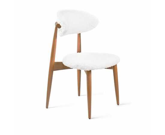 Стул Lucas белый искусственный мех с ножками цвета орех | Интернет магазин мебели и декора LifeDekor