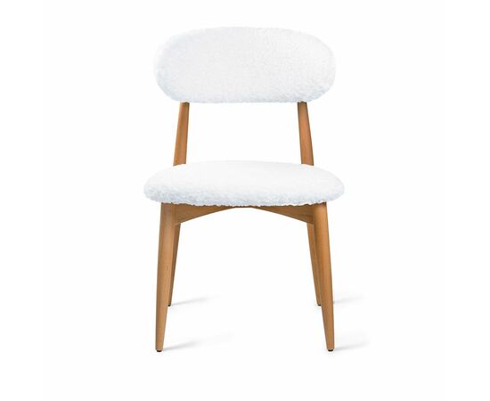 Стул Lucas белый искусственный мех с ножками цвета орех, изображение 2 | Интернет магазин мебели и декора LifeDekor