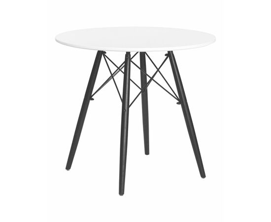 Стол обеденный DOBRIN CHELSEA`80 BLACK, столешница белая, основание черное, Вариант: столешница белая, основание черное | Интернет магазин мебели и декора LifeDekor