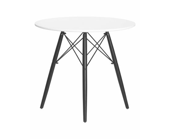Стол обеденный DOBRIN CHELSEA`80 BLACK, столешница белая, основание черное, Вариант: столешница белая, основание черное, изображение 3 | Интернет магазин мебели и декора LifeDekor