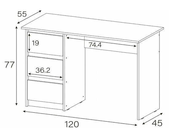 Компьютерный стол Айден СТП06-1200 ЛДСП белое / ЛДСП белое, изображение 2 | Интернет магазин мебели и декора LifeDekor