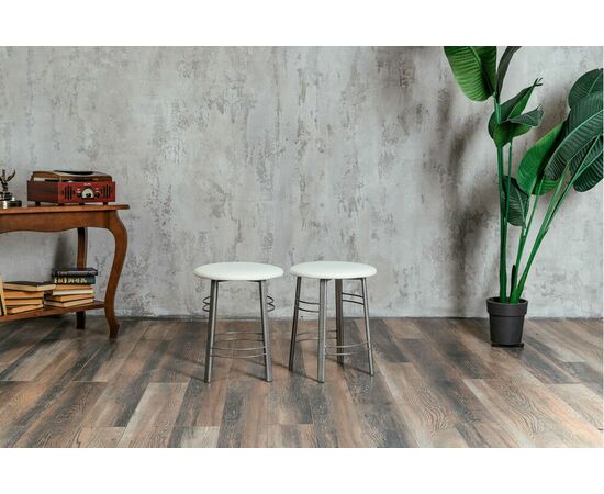 Табурет для кухни Shado 03 белый экокожа, каркас бриллиант, изображение 9 | Интернет магазин мебели и декора LifeDekor