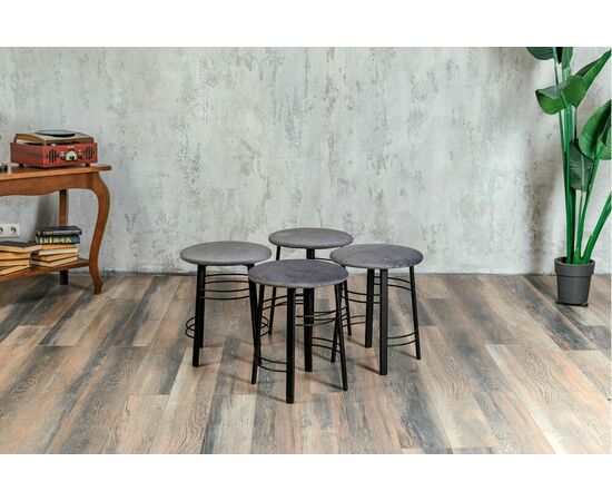 Табурет для кухни Shado 03 серый велюр, каркас черный, изображение 4 | Интернет магазин мебели и декора LifeDekor