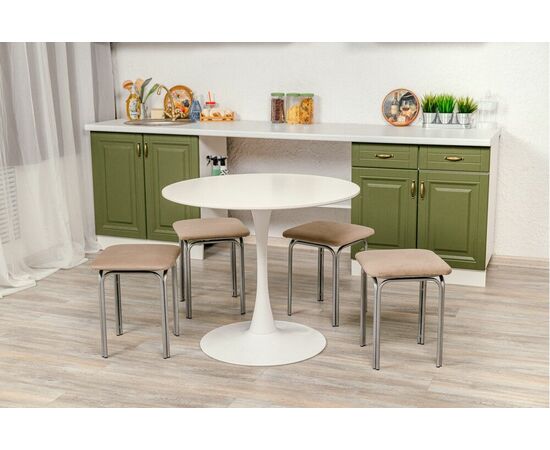 Табурет для кухни Shado 01 бежевый велюр, каркас бриллиант, изображение 3 | Интернет магазин мебели и декора LifeDekor