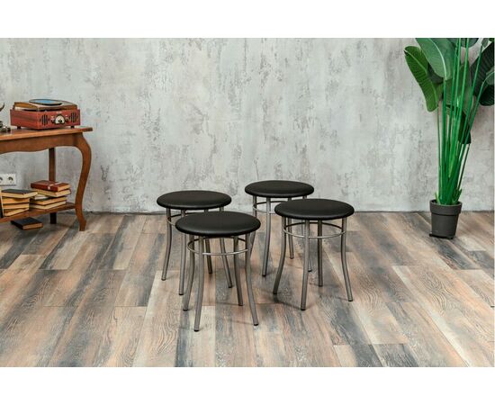 Кухонный табурет Shado Хокер черный, каркас бриллиант, изображение 3 | Интернет магазин мебели и декора LifeDekor