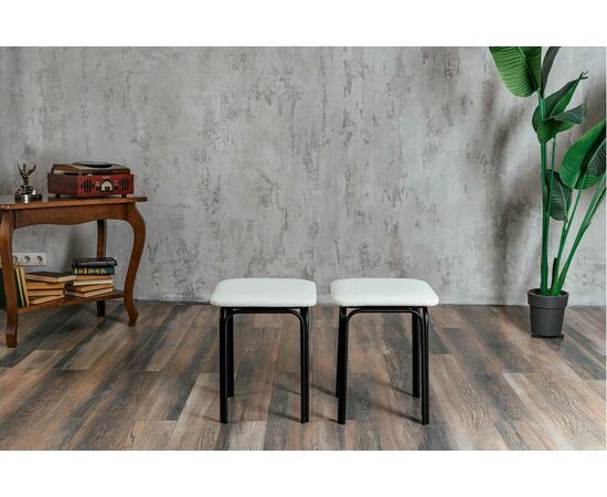 Табурет для кухни Shado 01 белый экокожа, каркас черный, изображение 9 | Интернет магазин мебели и декора LifeDekor