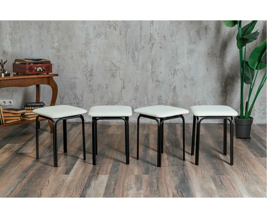 Табурет для кухни Shado 01 белый экокожа, каркас черный, изображение 6 | Интернет магазин мебели и декора LifeDekor