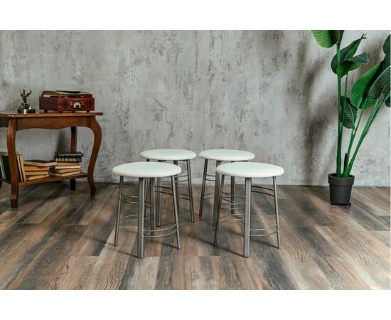 Табурет для кухни Shado 03 белый экокожа, каркас бриллиант, изображение 8 | Интернет магазин мебели и декора LifeDekor