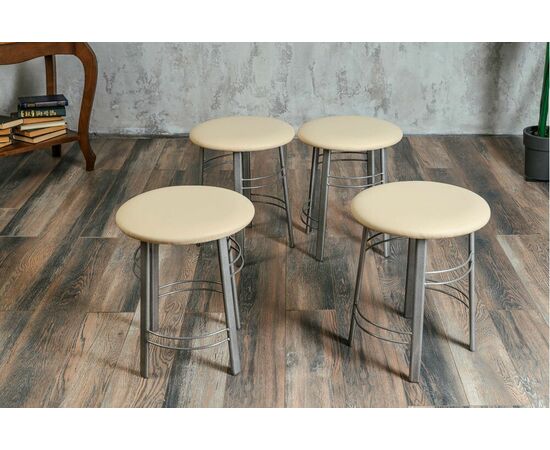 Табурет для кухни Shado 03 бежевый экокожа, каркас бриллиант, изображение 9 | Интернет магазин мебели и декора LifeDekor