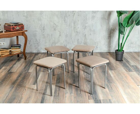 Табурет для кухни Shado 01 бежевый велюр, каркас бриллиант, изображение 7 | Интернет магазин мебели и декора LifeDekor