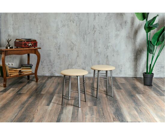 Табурет для кухни Shado 03 бежевый экокожа, каркас бриллиант, изображение 10 | Интернет магазин мебели и декора LifeDekor